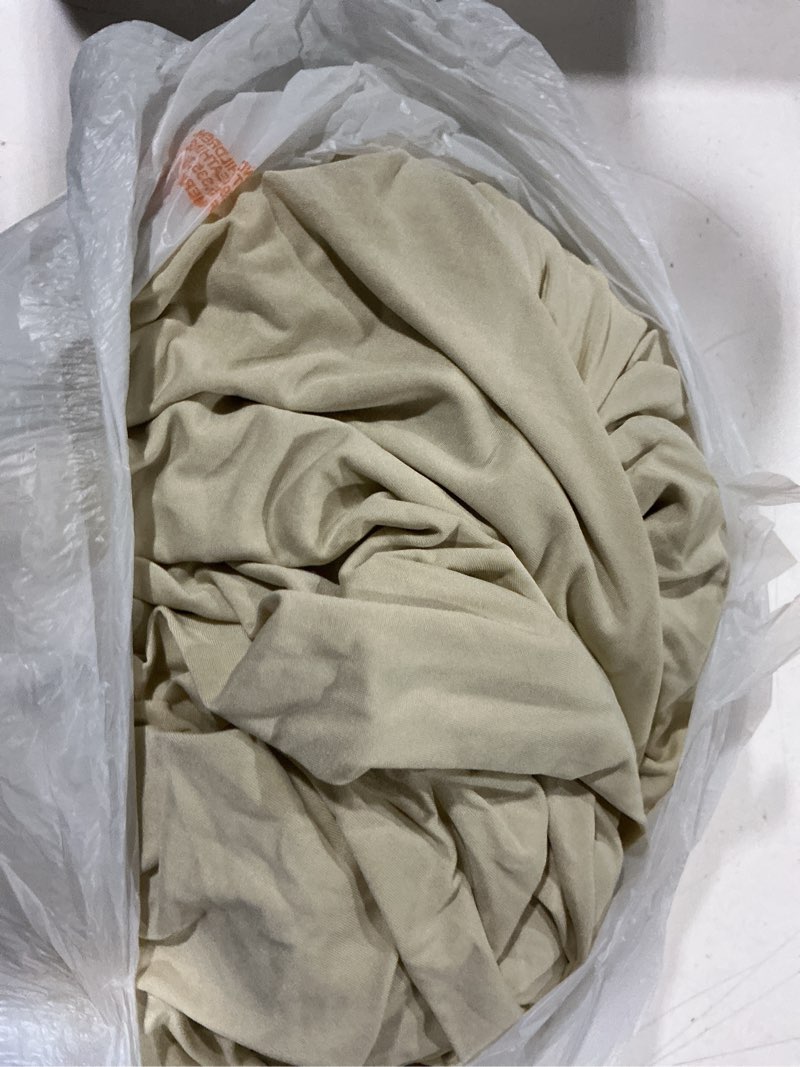 Condition photo showing Good Condition for suppromo 8ft beige spandex tablecloths for rectangle tables wrinkle free beige rectangle table cloth stretch fitted table cover with skirt for wedding birthday party banquet baby shower buffet event beige 96" x 30" (8ft - 1 pack)
