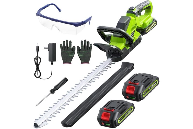 Hedge Trimmers Cordless with Battery, 3000RPM Brushless Motor | Electric Bush Clipper with 2pcs 2000mAh Batteries, 20'' 180° Rotatable Head, 2/3'' Blade Gap, Gifts for Men Dad Father