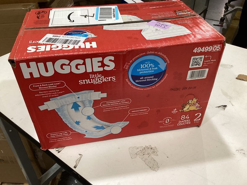 Condition photo showing New/Like New for Huggies Size 2 Diapers, Little Snugglers Baby Diapers, Size 2 (12-18 lbs), 84 Count, Packaging May Vary Size 2 84