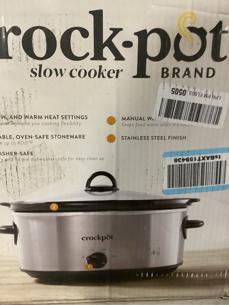 Condition photo showing New/Like New for Crock-Pot 7 Quart Oval Manual Slow Cooker, Stainless Steel (SCV700-S-BR), Versatile Cookware for Large Families or Entertaining 7 Qt