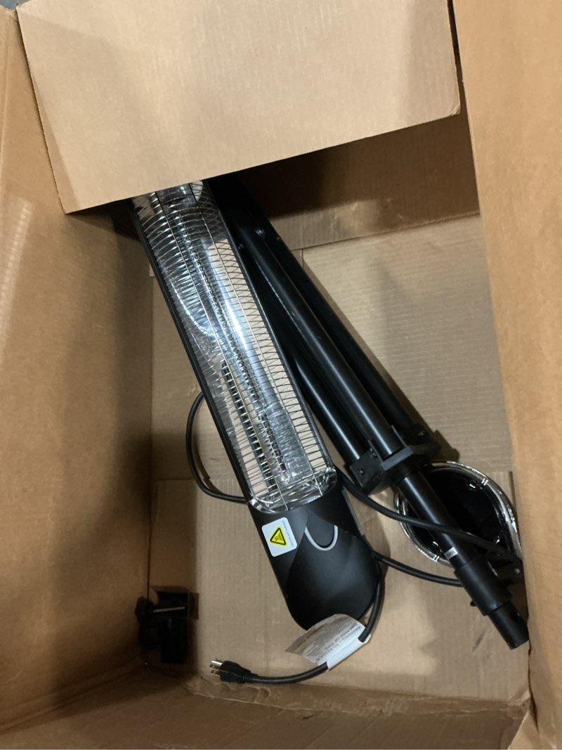 Condition photo showing As Is for global industrial infrared patio heater with remote control, 1500w, 120v, wall/ceiling mount
