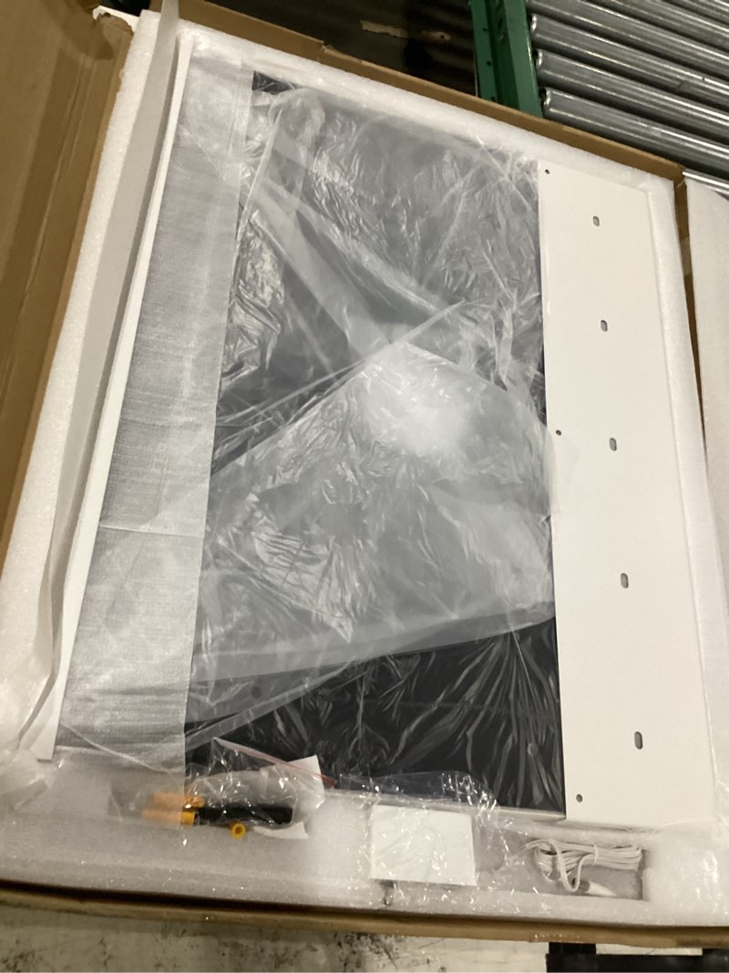 Condition photo showing New/Like New for rolove vanity mirror with lights, 23"x18" large makeup mirror with lights, 10x magnification, wall mounted led mirror for bathroom, dimmable touch control, desk mirror white 23"l x 18"w