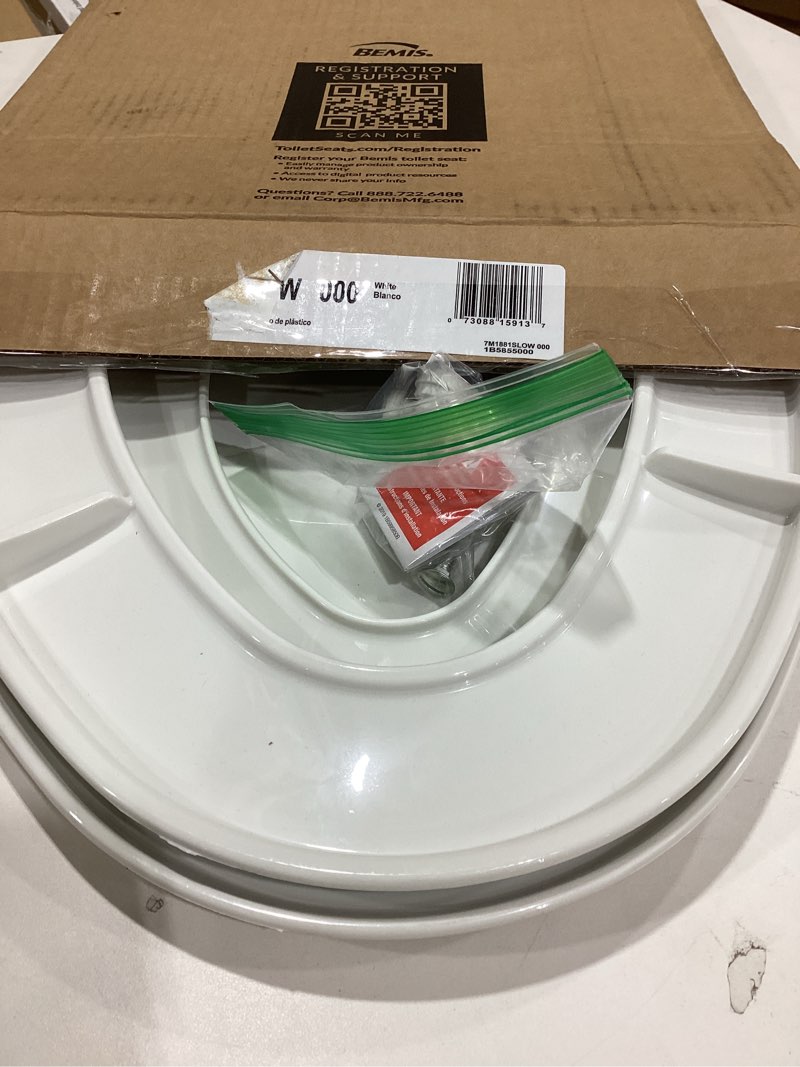 Condition photo showing Good Condition for Mayfair Little2Big? Elongated Plastic Toilet Seat in White with STA-TITE? Seat Fastening System? and Whisper•Close? Hinge