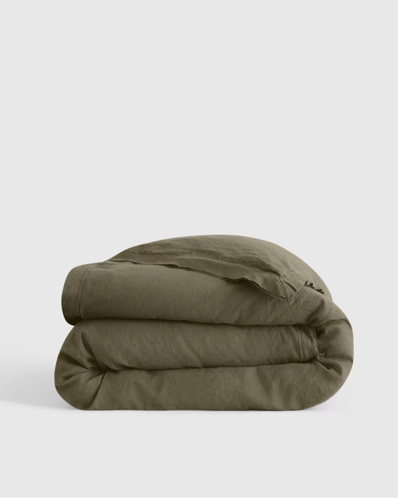 european linen double flange duvet cover size: full/queen color: dusty olive