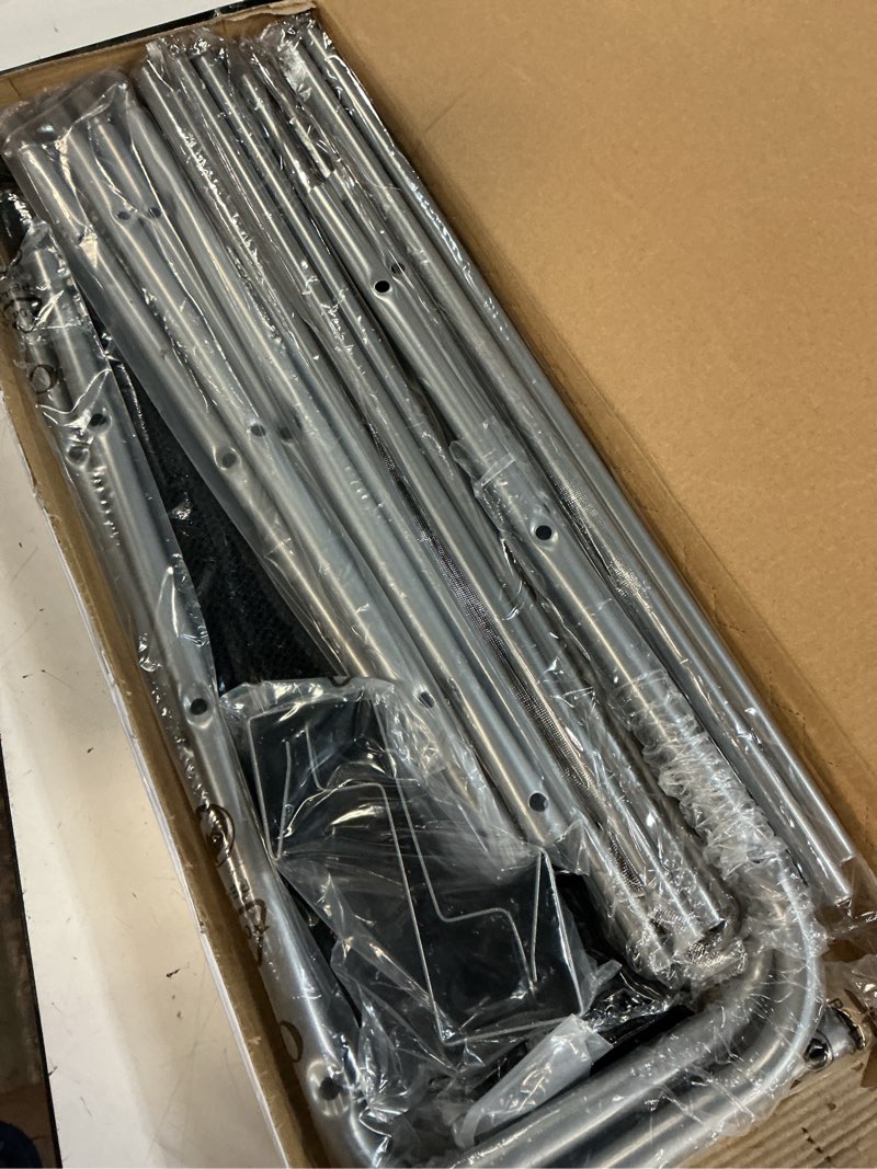 Condition photo showing New/Like New for mainstays 12-tier over the door shoe rack for 36 pairs, metal, gray