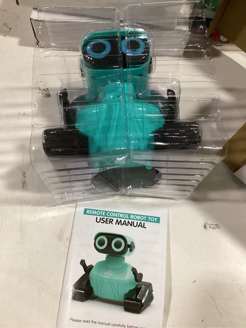 Condition photo showing New/Like New for GILOBABY Remote Control Robot Toy for Kids 3-5 Years, Flashing LED Eyes, Dancing and Flexible Moves, Auto Demo Mode, Gift for Boys (Blue)