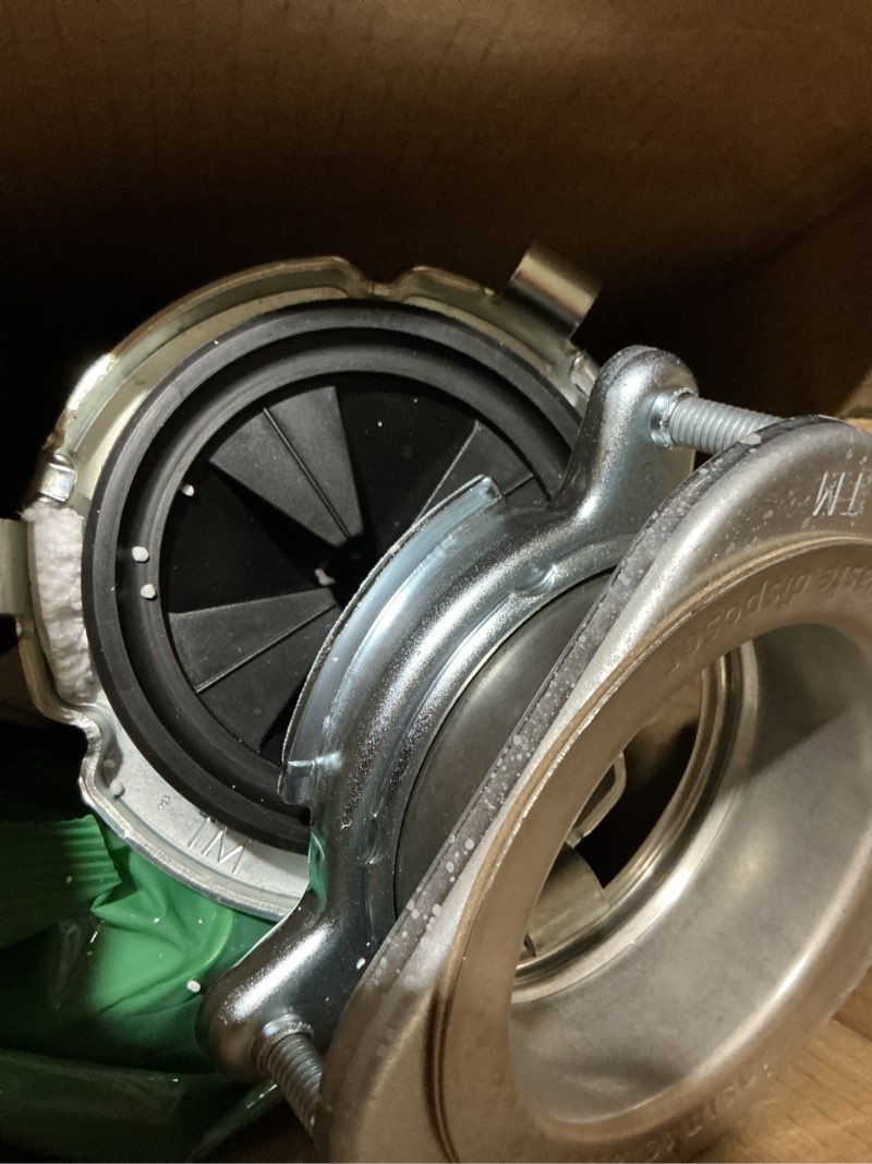 Condition photo showing As Is for insinkerator badger 1xl continuous feed 1/3-hp septic safe non-corded garbage disposal