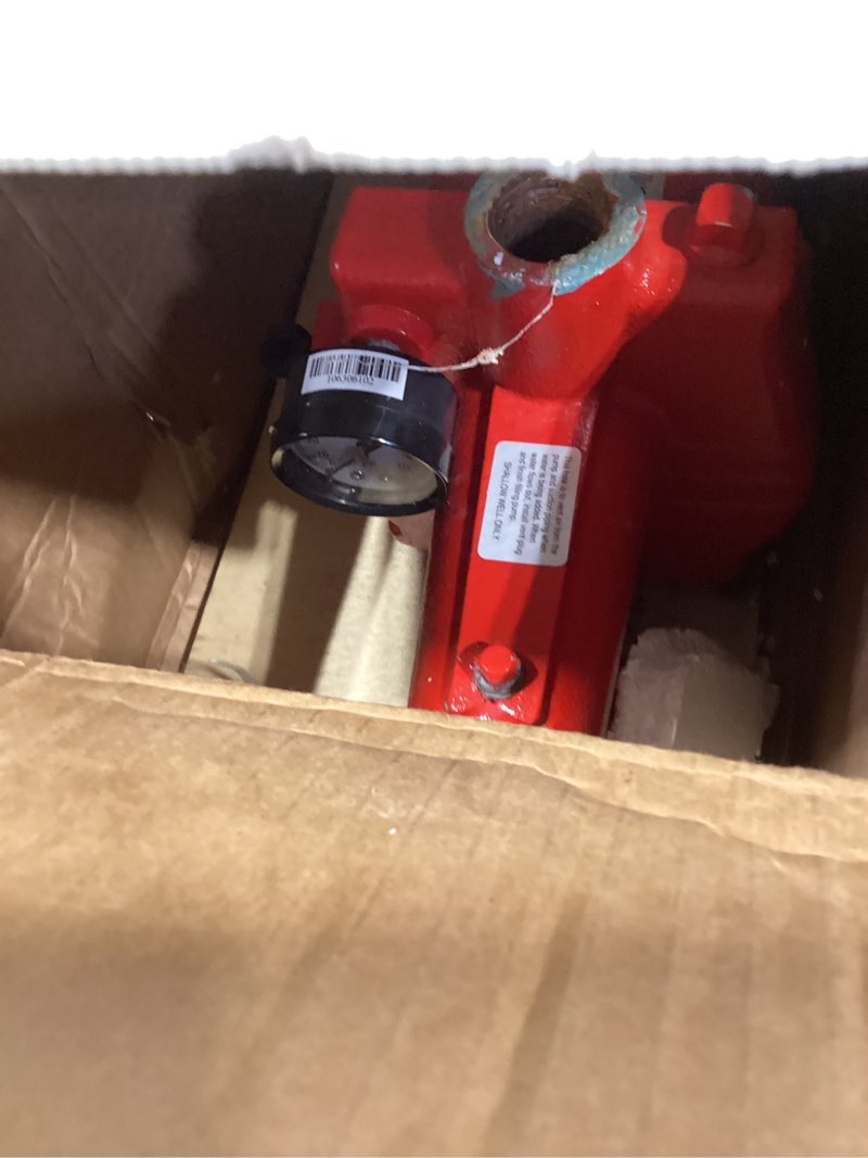 Condition photo showing As Is for red lion rjs-100-prem 1 hp, 23 gpm, 115/230 volt, premium cast iron shallow well jet pump, red, 602208 1-hp, 23-gpm, premium pump