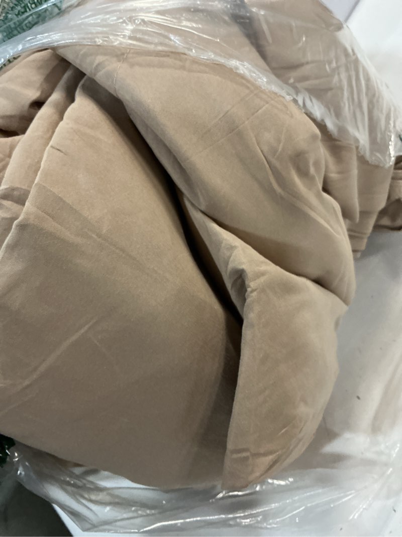 Condition photo showing As Is for cozylux full size comforter sets khaki - 7 pieces bed in a bag full, luxury soft bed set for all seasons, bedding set with down alternative comforter, sheets, pillowcases & shams khaki full