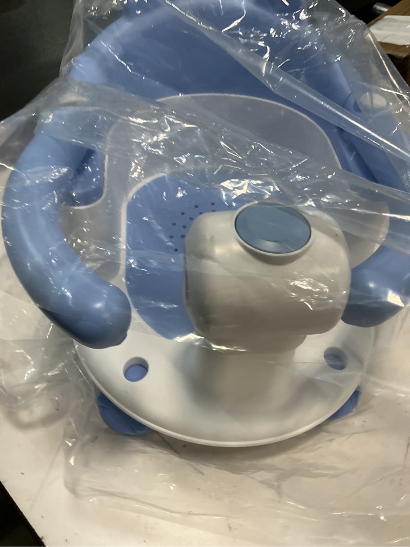 Condition photo showing New/Like New for baby bath seat for babies 6 months & up, non-slip toddler bath seats for babies sitting up, safe infant & newborn bathtub chair with 4 suction cups & soft cushion for shower,blue baby blue