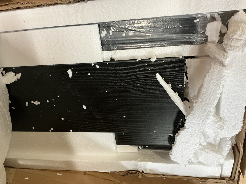 Condition photo showing As Is for (incomplete only 1 box of 2 ) DWVO Queen Size Bed Frame with Bookcase Headboard and 4 Storage Drawers, RGB LED Bed Frame with Type-C & USB Charging Station Storage Headboard Bed, No Box Spring Needed, Noise Free, Black Black Queen