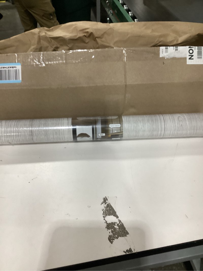 Condition photo showing New/Like New for WIFEA Self Adhesive Vinyl Flooring Roll 23.6"x 393"/64 Sq.Ft Wood Grain Peel Stick Floor Tiles, Wear-Resistant and Waterproof Vinyl Plank Flooring for Bedroom Living Room Office Balcony RV White Grey 23.6"Wx 393"L (64 Sq.Ft) White-Grey Wood