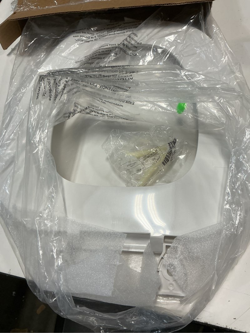 Condition photo showing Good Condition for Centoco Eljer Emblem Round Toilet Seat with Square Front, Closed Front with Cover, Residential, Plastic, Made in the USA, EMB201-001, White