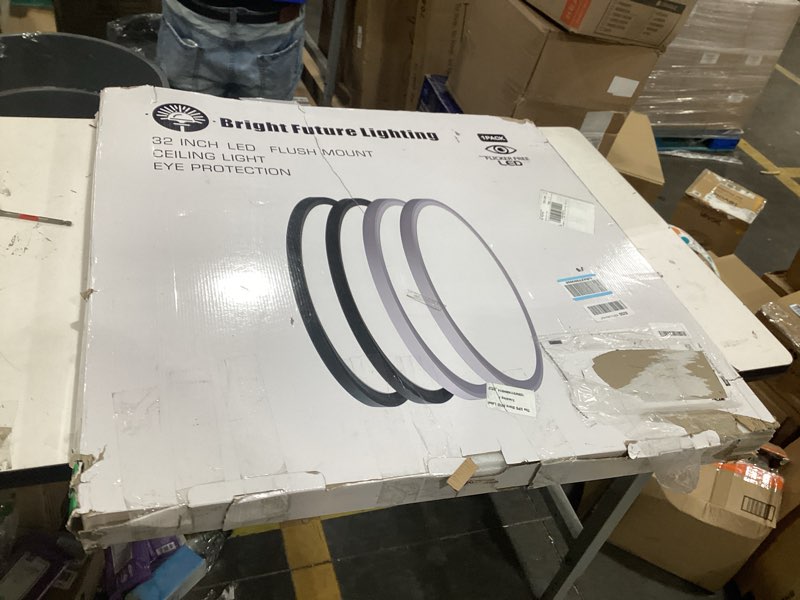 Condition photo showing As Is for 1pack 32 Inch Large Flush Mount Ceiling Light, 80w Led Ceiling Light, 3000k/4000k/6000k Selectable 7980lm Ceiling Lights, Super Slim Led Light Fixture for Bedroom Kitchen Living Dining Room Office No Remote Control-32IN-1PACK White