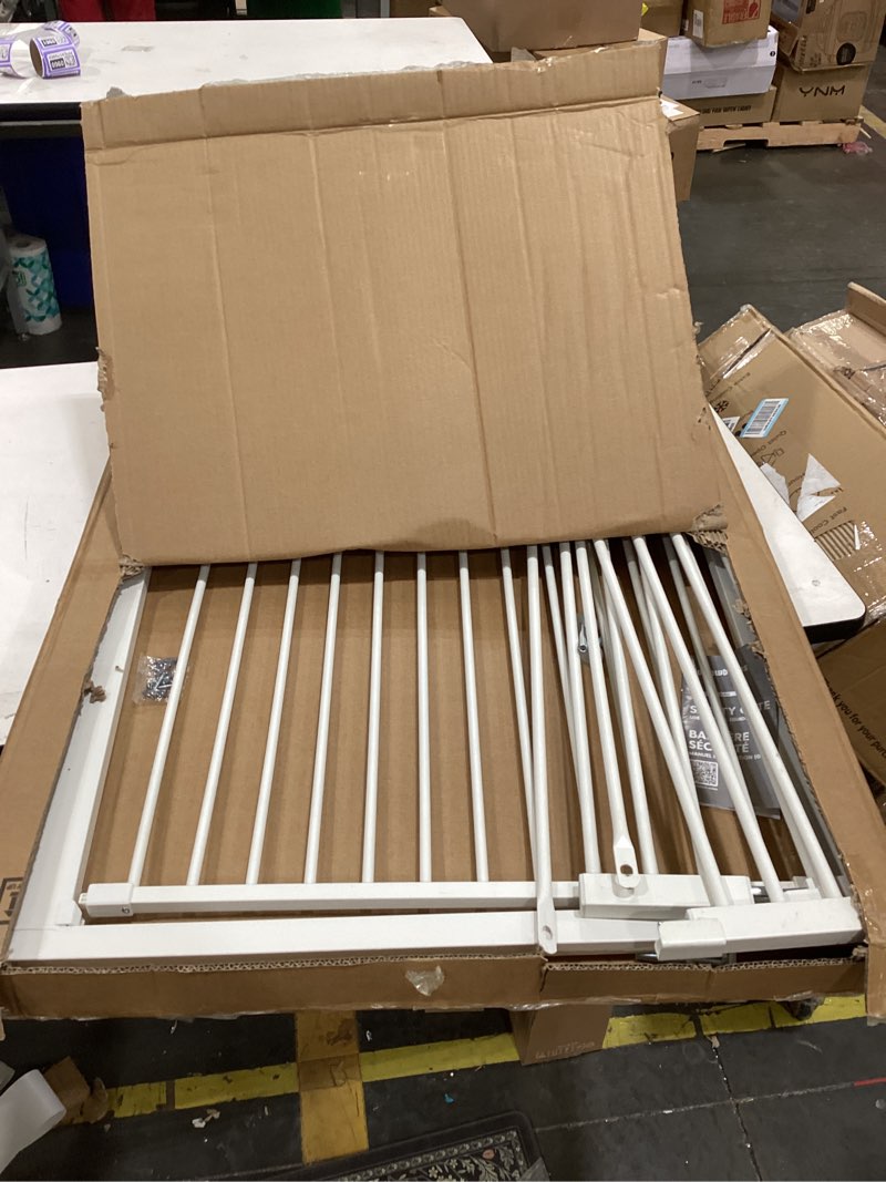 Condition photo showing Good Condition for no pawblems 55" extra tall pet gate for cat/dog, 31.5-48" wide auto close tall cat gate with 25.6" wide walk-thru door opening, 1.37" ultra narrow spacing, no drilling pressure mounted, white white - s10 55" tall, 31.5-48" wide