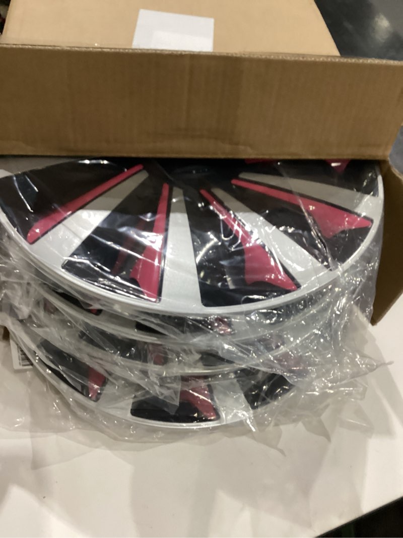 Condition photo showing Good Condition for ximinz- 15 inch hubcaps set of 4, wheel rim covers, car hub rim caps abs exterior accessories, black pink pink 15 inch