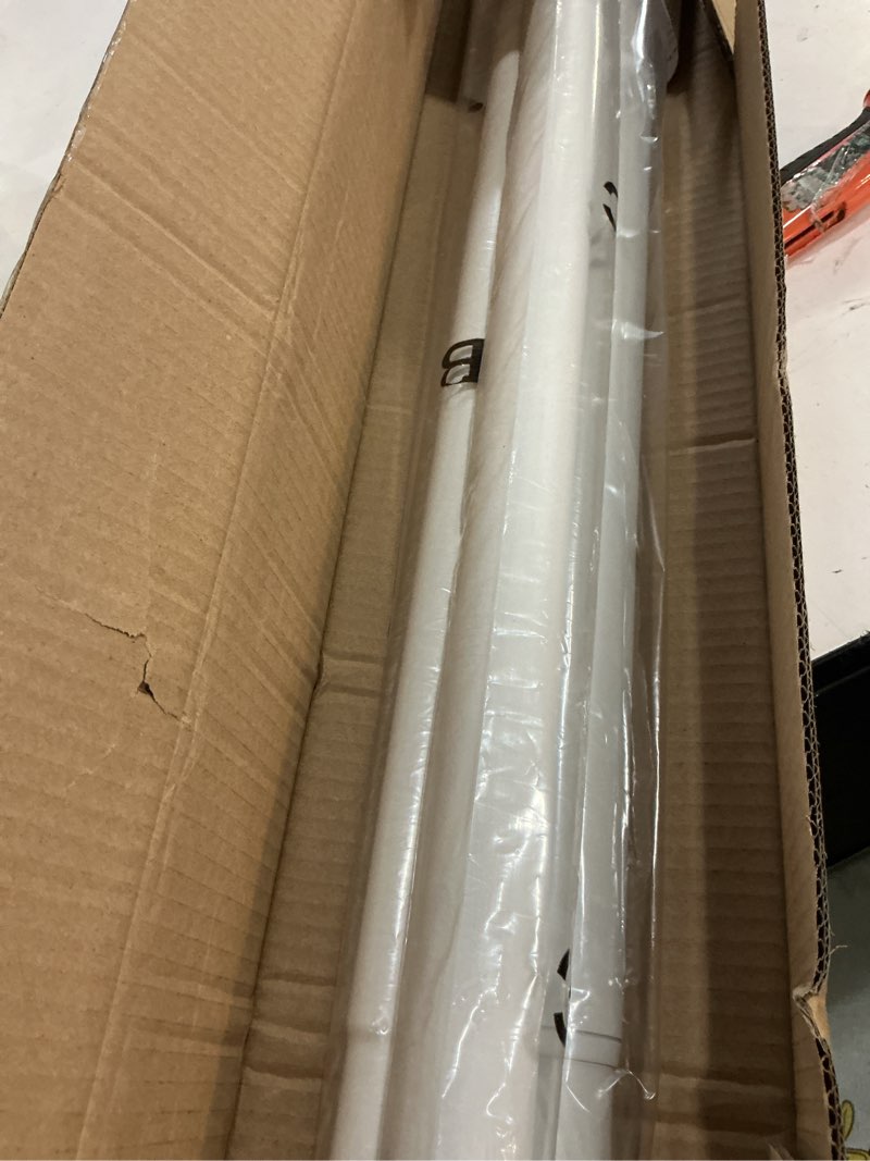 Condition photo showing New/Like New for allzone tension curtain rod for window, 83-123 inches, heavy duty curtain rods no drilling, non-slip bathroom shower tension rod, renter friendly, adjustable, spring loaded, extra long, white