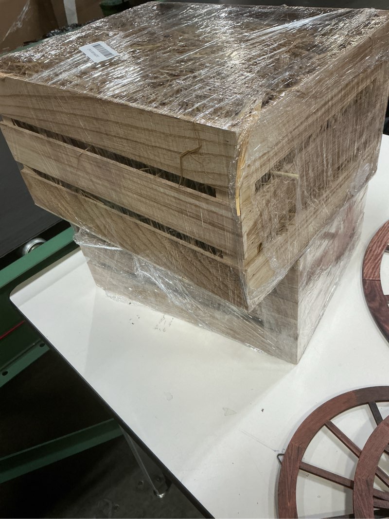 Condition photo showing Good Condition for 6 pack 13 x 9 x 6 inch straw hay bale stack decoration set rustic wooden wagon wheel natural hay bales boxes for western cowboy photo booth props birthday farm accessories
