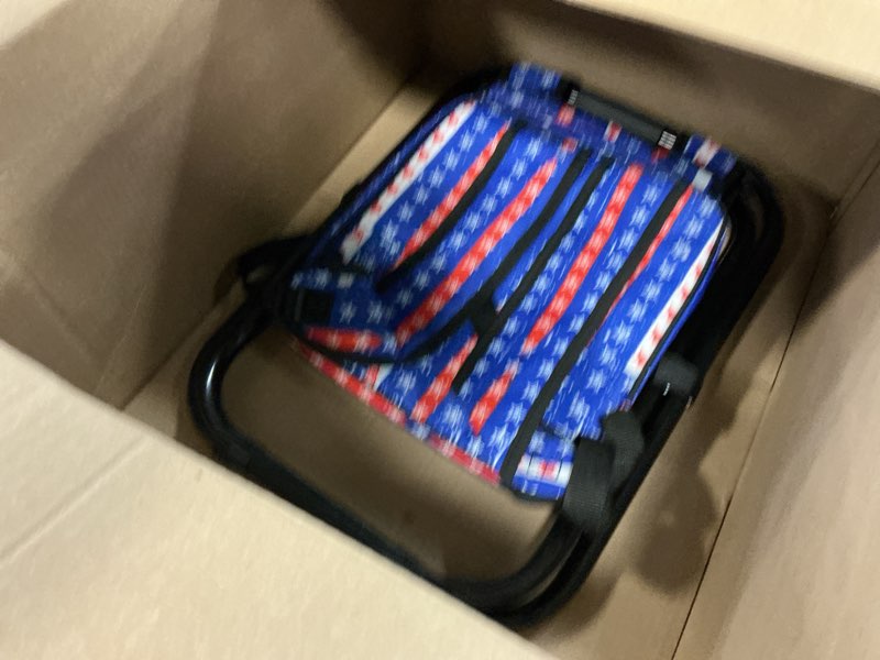 Condition photo showing Good Condition for kikerike backpack stool cooler chair heavy duty 300 lbs max load portable lightweight stool backpack folding fishing cooler seat for camping hunting fishing - american flag