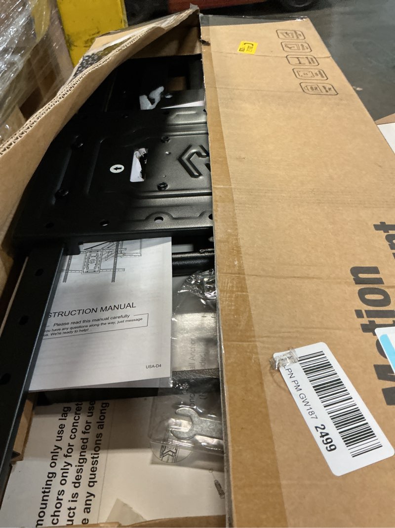 Condition photo showing Good Condition for usx mount 8" sliding design/heavy duty full motion tv wall mount for 32-120" tvs, ultra-large dual arm mount for 16/18/24" studs with swivel,tilt&level/preassembled, max vesa 800x600 up to 165lbs for 32" to 120" tvs, 24" studs
