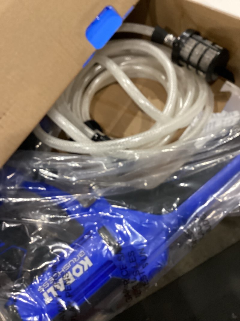 Condition photo showing As Is for kobalt 700-psi 0.8-gpm cold water battery outdoor power cleaner with 1 spray tips