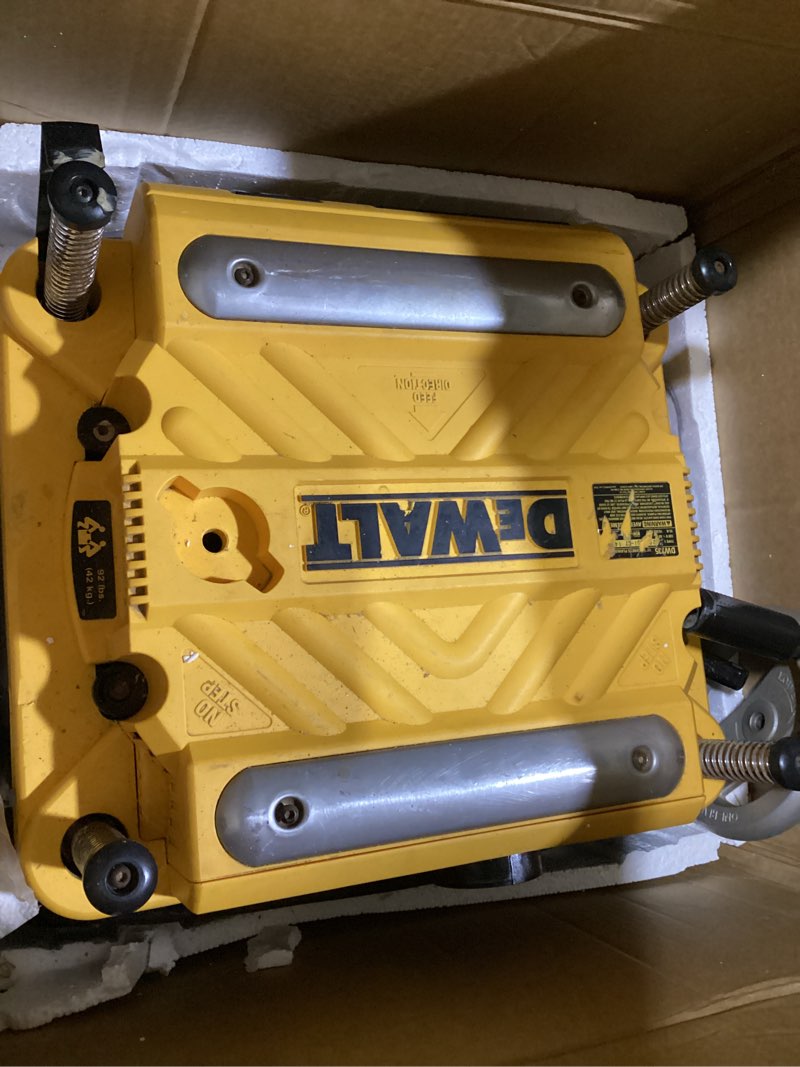 Condition photo showing As Is for dewalt heavy-duty 13in. three knife  two speed thickness planer (dw735)