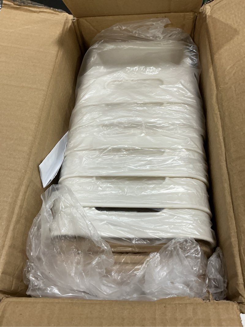 Condition photo showing Good Condition for geosar 6 pcs storage bins with bamboo lids plastic storage containers stackable box with and handle with 6 labels and marker for organizing toys and more, 10.1x7x6.69 in(white,classic)