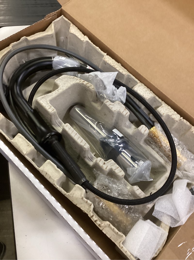 Condition photo showing As Is for Delta Woodhurst Oil Rubbed Bronze Bathroom Faucet 3 Hole, 8 Inch Widespread Bathroom Sink Faucet for Vanity, Metal Push-Pop Drain Assembly, Venetian Bronze 3532LF-RB