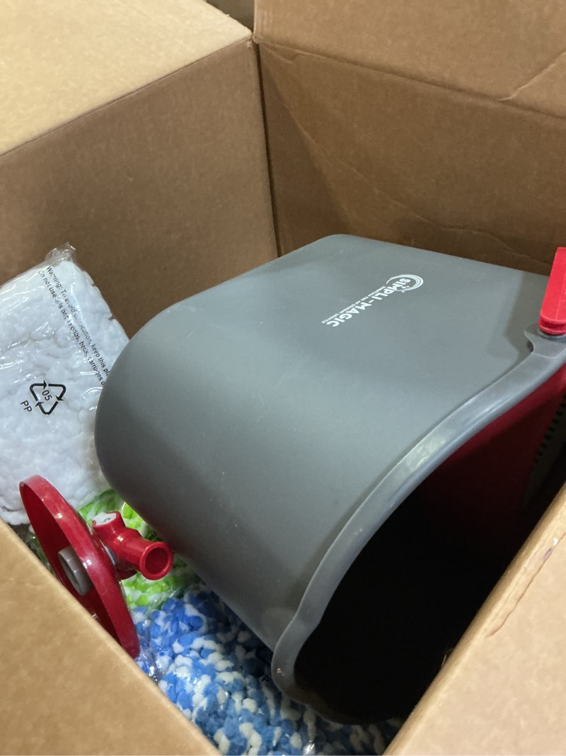 Condition photo showing As Is for SIMPLI-MAGIC 79349 Spin Mop Cleaning System with 3 Microfiber Mop Heads, Red/GRAY,Red/Black 2023 Model Red/Black