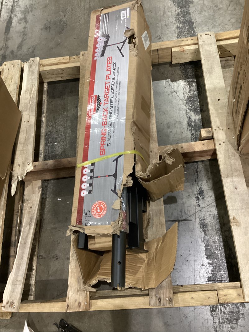 Condition photo showing Good Condition for birchwood casey spring loaded self-resetting 6" diameter targets with plate rack & folding target stand - durable long-lasting metal standing target for shooting 5 self-resetting targets
