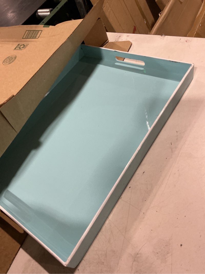 Condition photo showing As Is for american atelier carry 14 x 19 inches rectangular tray with handle, 14 x 19 inch, teal, (1270065)