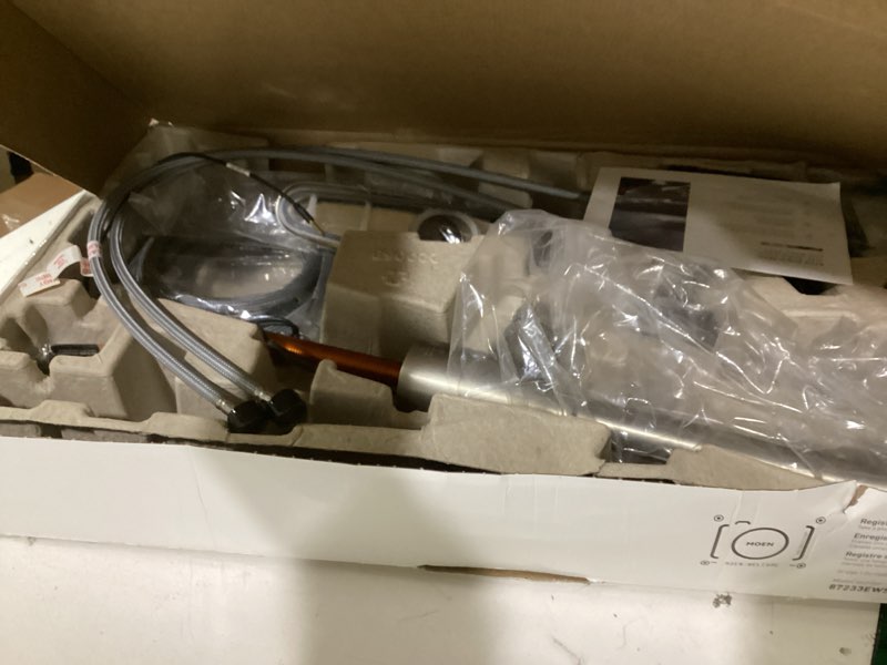 Condition photo showing As Is for Moen Adler Spot Resist Stainless Motionsense Wave Sensor Touchless One Handle Pulldown Kitchen Faucet Featuring Power Clean, 87233EWSRS Spot Resist Stainless Wave