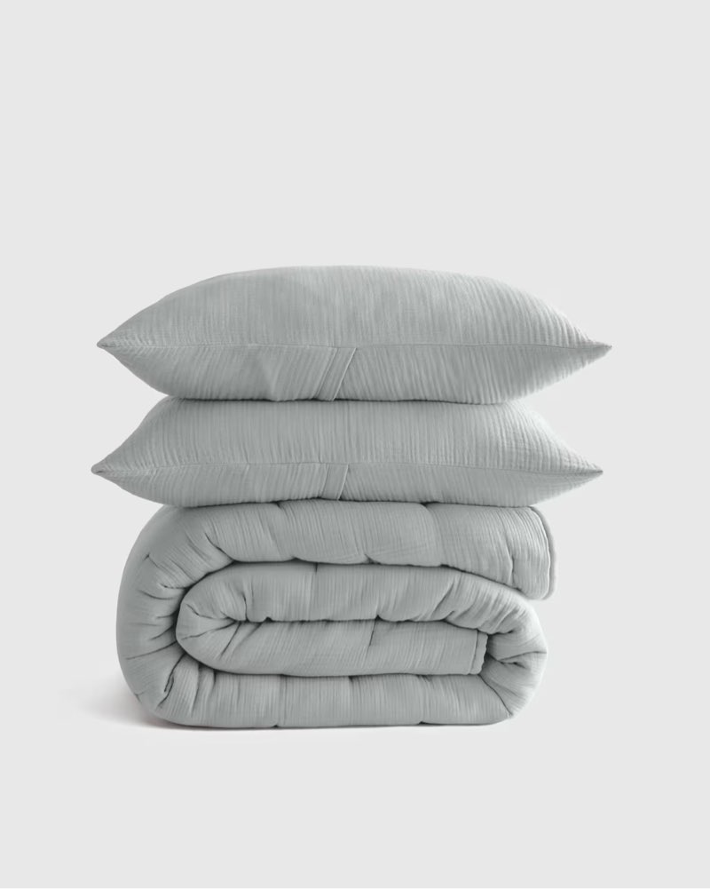 organic airy gauze dream quilt set color mist size queen 