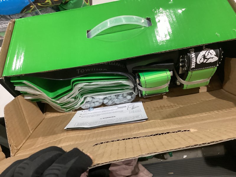 Condition photo showing Good Condition for utv wheel chock tie-down kit - 4,500lb break strength heavy duty trailer tire straps system - 4pack 2" x 8' e track ratchet straps for sxs, utv, atv, lawn mower (bright green) 4 pack
