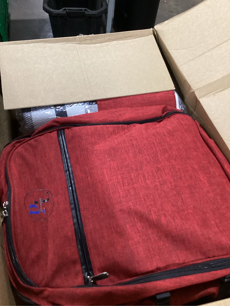Condition photo showing As Is for proetrade backpack bookbag for college laptop travel, fit laptop up to 15.6 inch with usb charging port multi compartment anti theft, gift for women men (red) 15.6 inch red