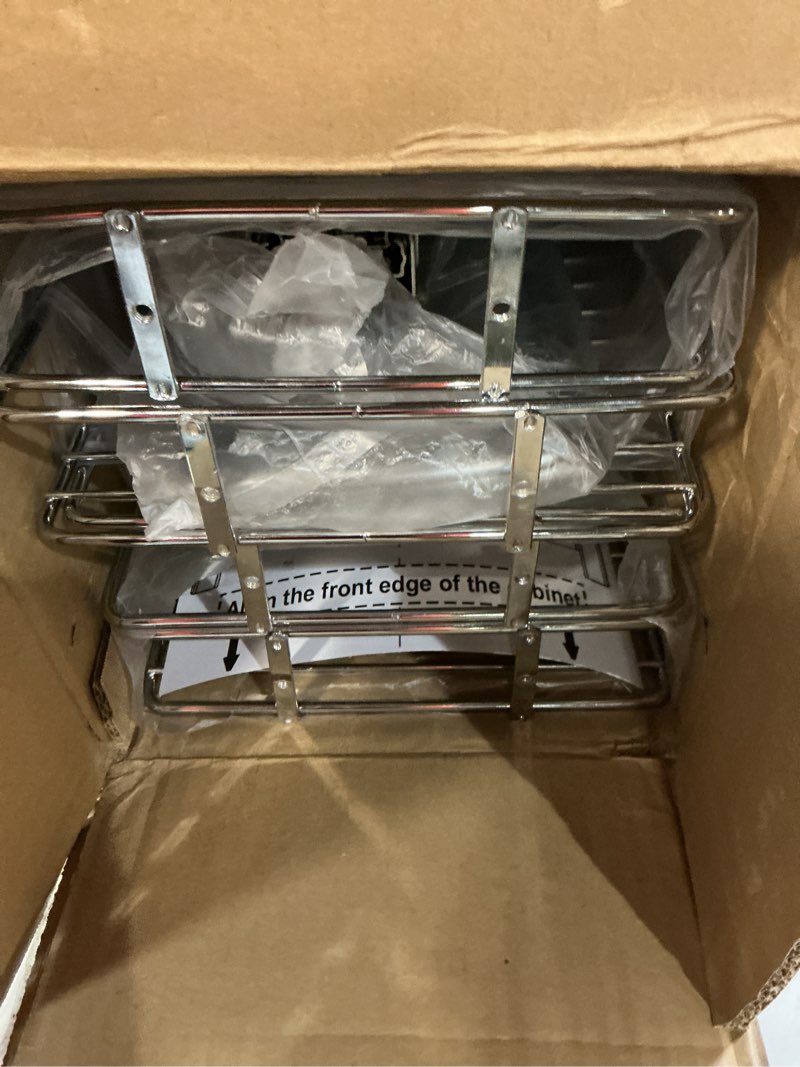 Condition photo showing Good Condition for OCG 4-Tier Pull Out Kitchen Cabinet Spice Rack Holder Shelves (8" W x 21" D), Slide Out Slim Storage Wire Baskets for Storage Organization, Narrow Slide Out Storage for Narrow Space