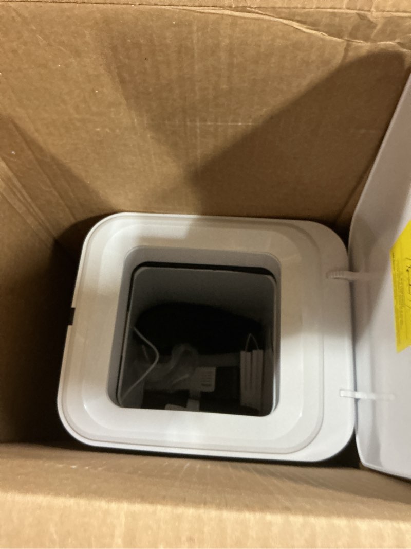 Condition photo showing As Is for Airdeer Automatic Trash Can, 4 Gallon Self Sealing and Self-Changing Smart Trash Can, Motion Sensor, Touchless Garbage can with lid for Kitchen Bathroom Office, 6 Refill Rings(A1, Golden line) 4 Gallon-Golden Line