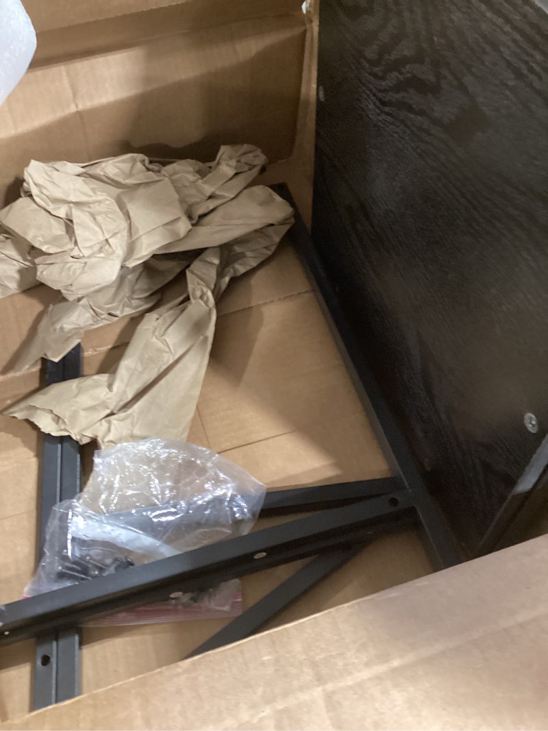 Condition photo showing Good Condition for amazon basics - end table with bottom shelf, living room side table, steel frame, wooden black black end table