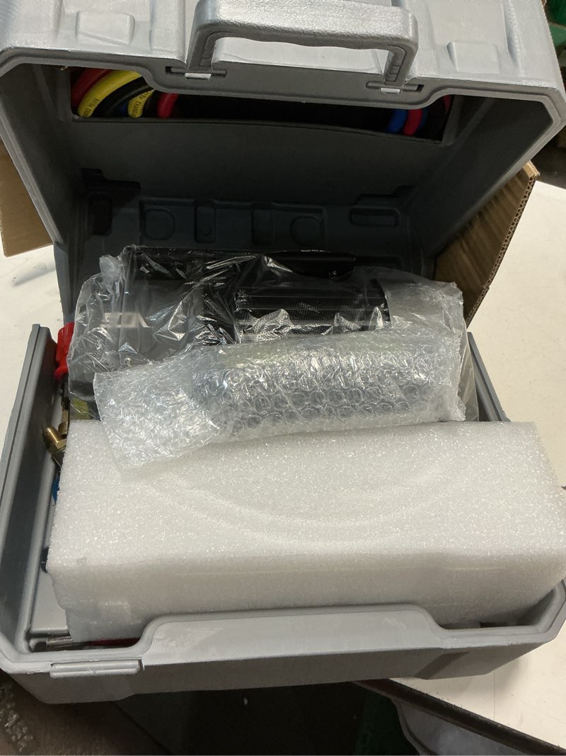 Condition photo showing Good Condition for vtg vogten 4.5 cfm ac vacuum pump and gauge set,for mini split/hvac/auto systems,manifold gauge kit fits r134a r22 r410a,with leak detector,upgraded trifold storage case,4 hoses,2 r134a can taps 4.5 cfm&4 way(r134a r22 r410a compatible)