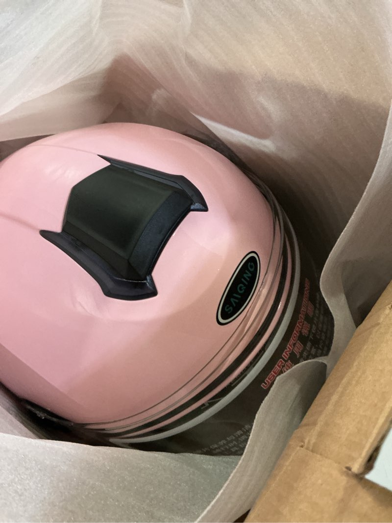 Condition photo showing New/Like New for open face motorcycle helmet, 3/4 helmet with dual sun visor, men women adult motorbike helmet for scotter chopper moped cruiser casco, dot approved large pink