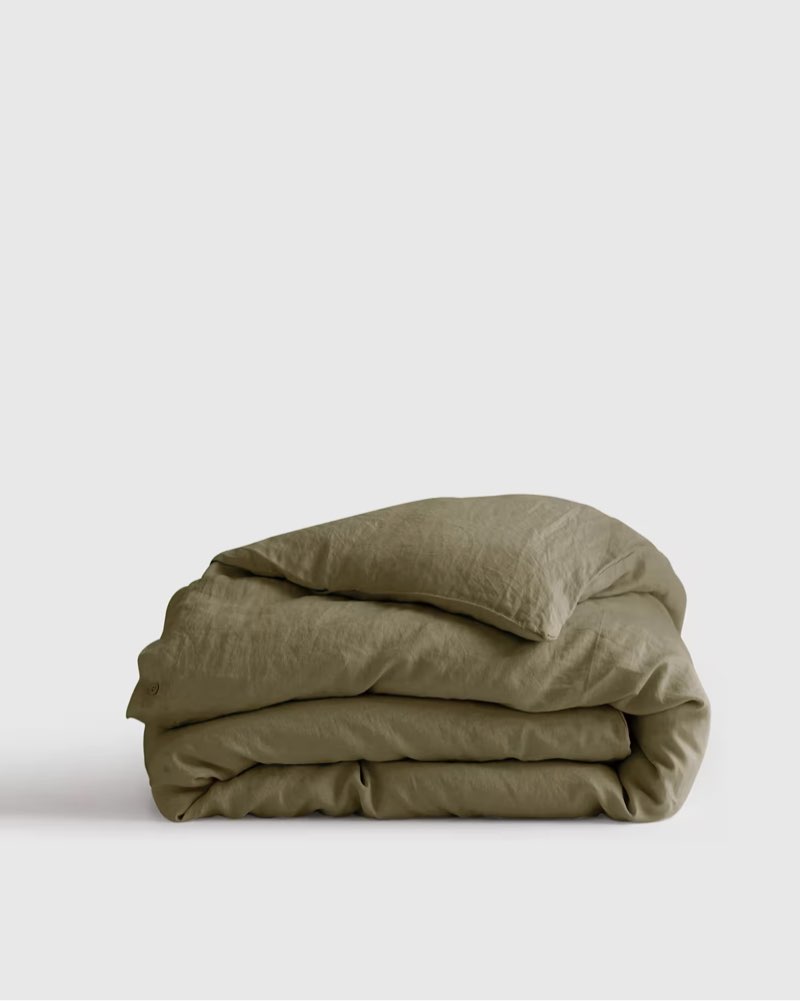 quince linen duvet cover full queen aloe