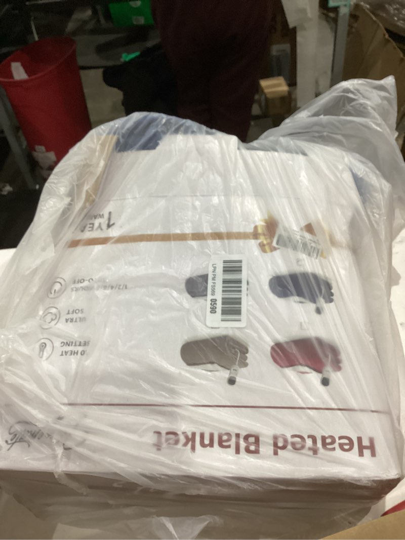 Condition photo showing As Is for Homemate Electric Heated Blanket Full Size - 72"x84" Heating Blanket Full Size 1/2/4/6/8 Hours Auto-Off 10 Heat Level Over-Heat Protection Soft Flannel Sherpa ETL Certification Blue (Striped) 72 Inch x 84 Inch