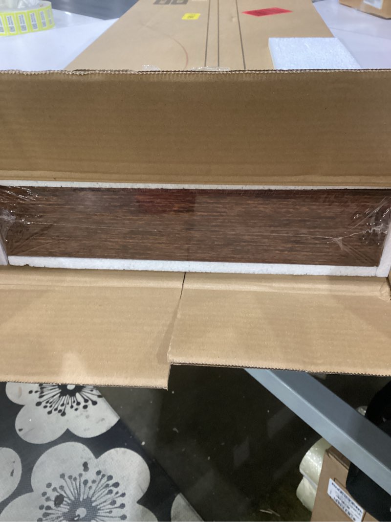 Condition photo showing New/Like New for dreamland 36" floating shelves for wall, 12" deep slim rustic brown floating shelves, wall-mounted shelves for bedroom, living room, kitchen, bathroom - set of 2 rustic brown 36"w x 12"d x 1.3"h, set of 2