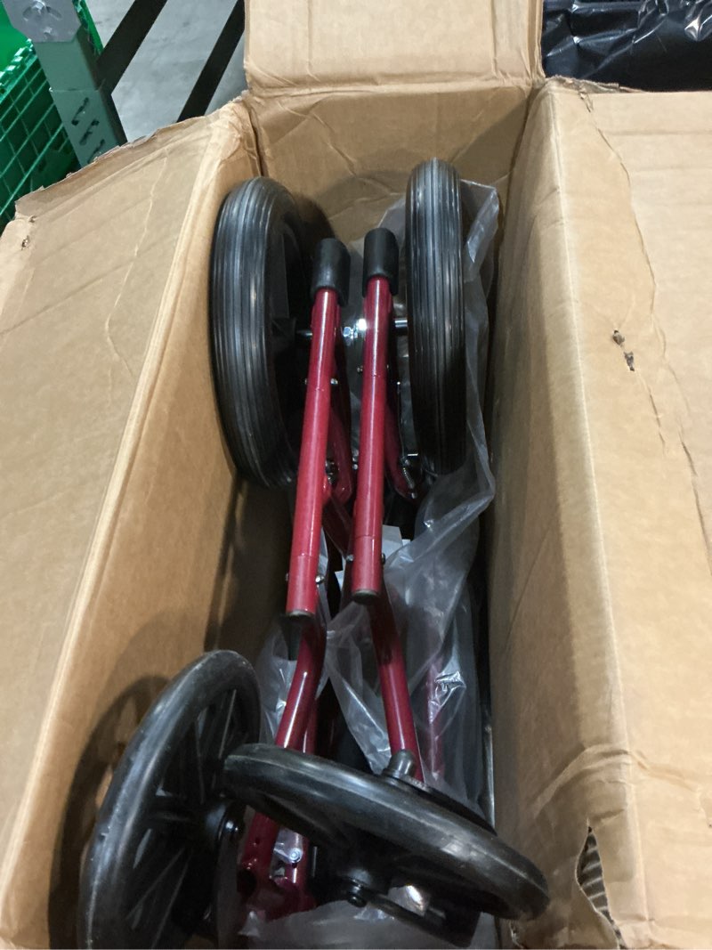 Condition photo showing Good Condition for medline basic aluminum transport chair, lightweight folding transport wheelchair with swing-back arms, 12" wheels, red