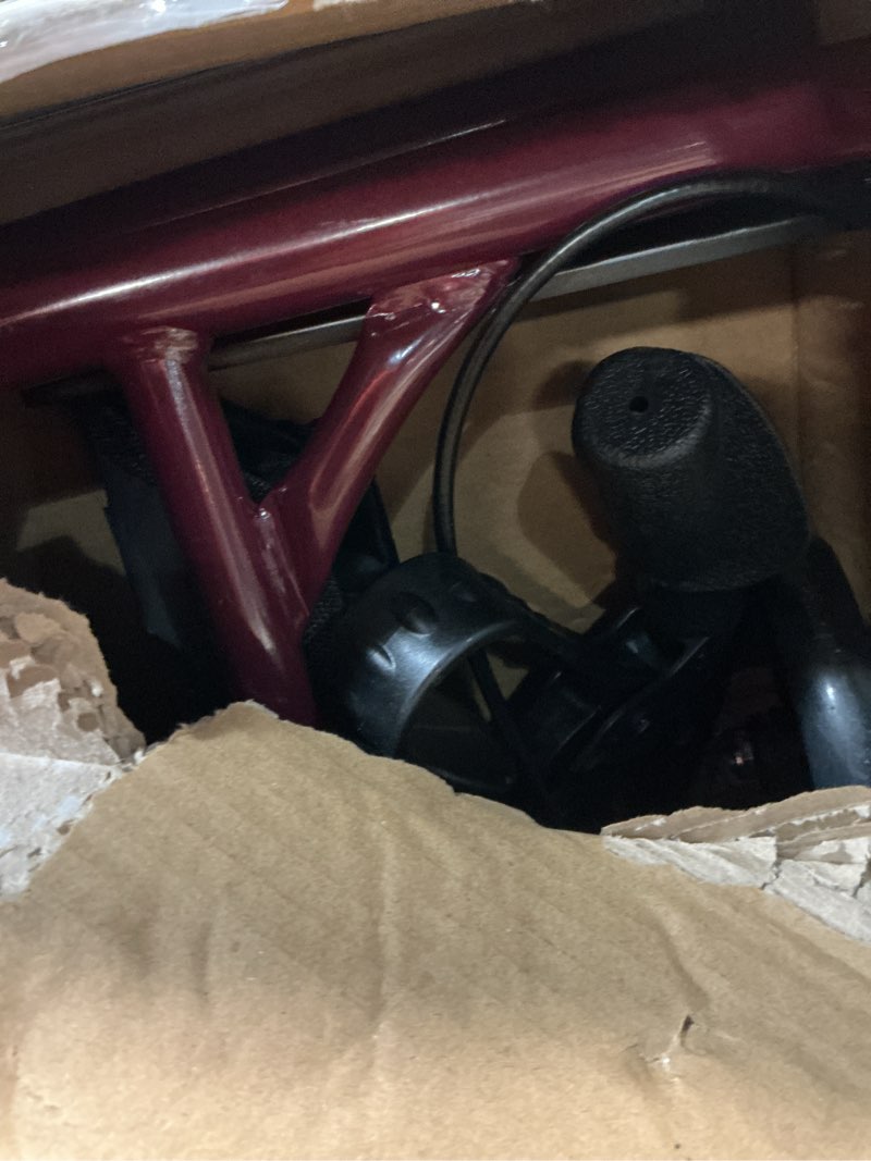 Condition photo showing As Is for medline steel rollator walker with seat, burgundy, 350 lb. weight capacity, 6” wheels, foldable, adjustable handles, rolling walker for seniors, walker for mobility impaired