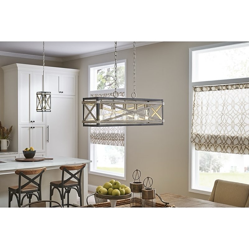 Kichler 5-Light Linear Pendant Chandelier - Anvil Iron Antique Gray 389$