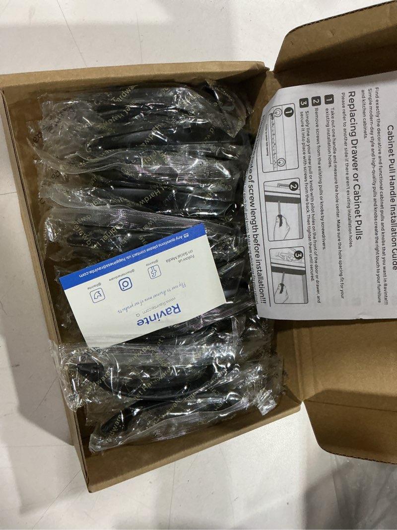 Condition photo showing Good Condition for ravinte 30 pack 3 inch cabinet handles matte black cabinet pulls black drawer pulls kitchen hardware kitchen handles for cabinets cupboard handles drawer handles 30 black