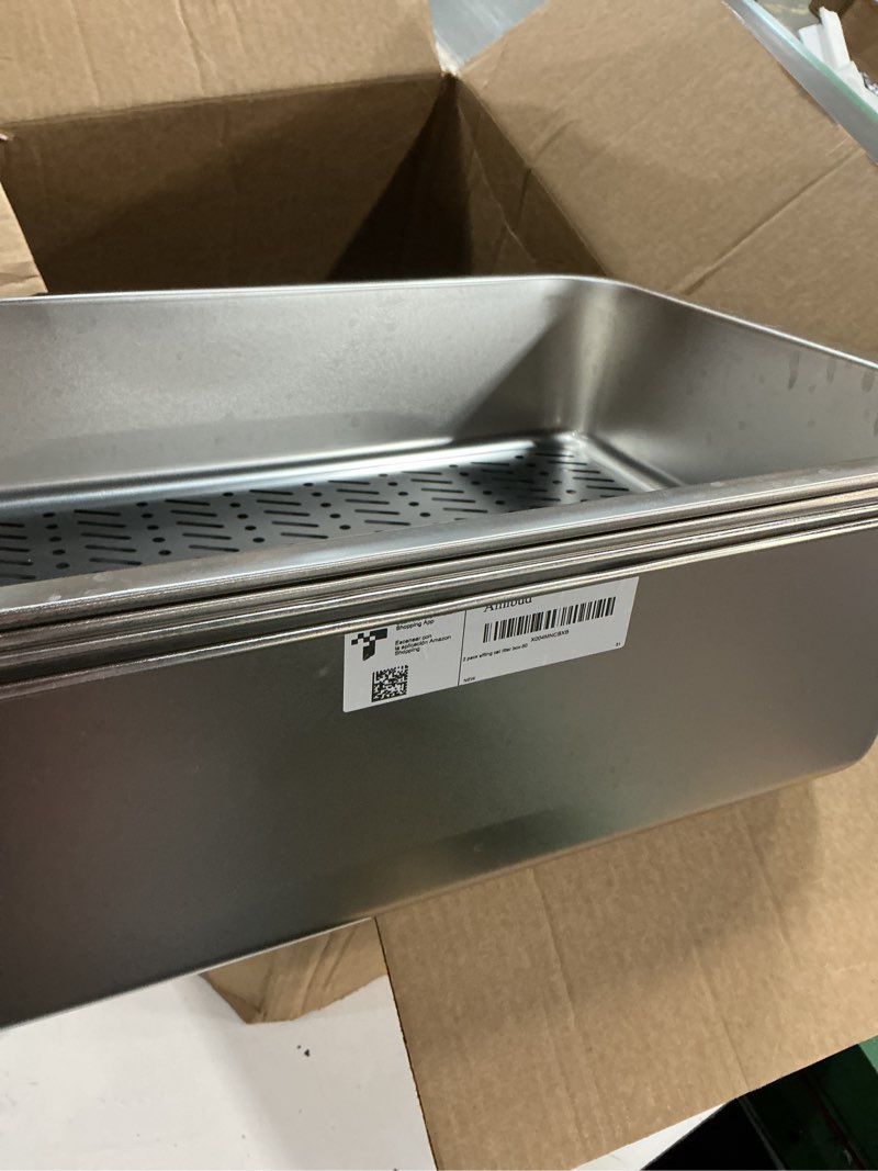 Condition photo showing Good Condition for 2 Pack Stainless Steel Sifting Litter Box for Pine Pellets,Sifting Cat Litter Box for Wood Pellets,Extra Large Sifter Litter Pan System with Litte Liners and Scoop-20 ''Lx 13.8''W x 6''H