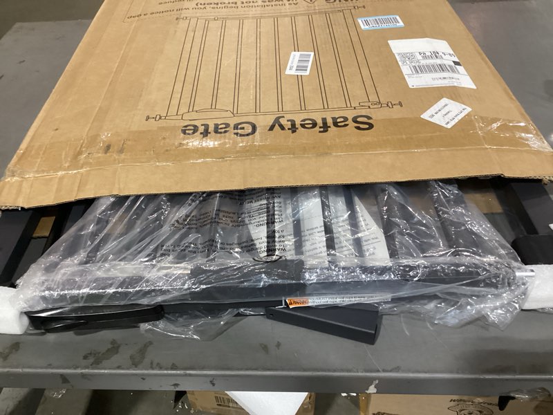 Condition photo showing New/Like New for dearbb triple lock baby gate for stairs doorways and house 31" to 86" extra wide pressure mounted easy walk through auto close safety pet gate black 67.32-76.77"