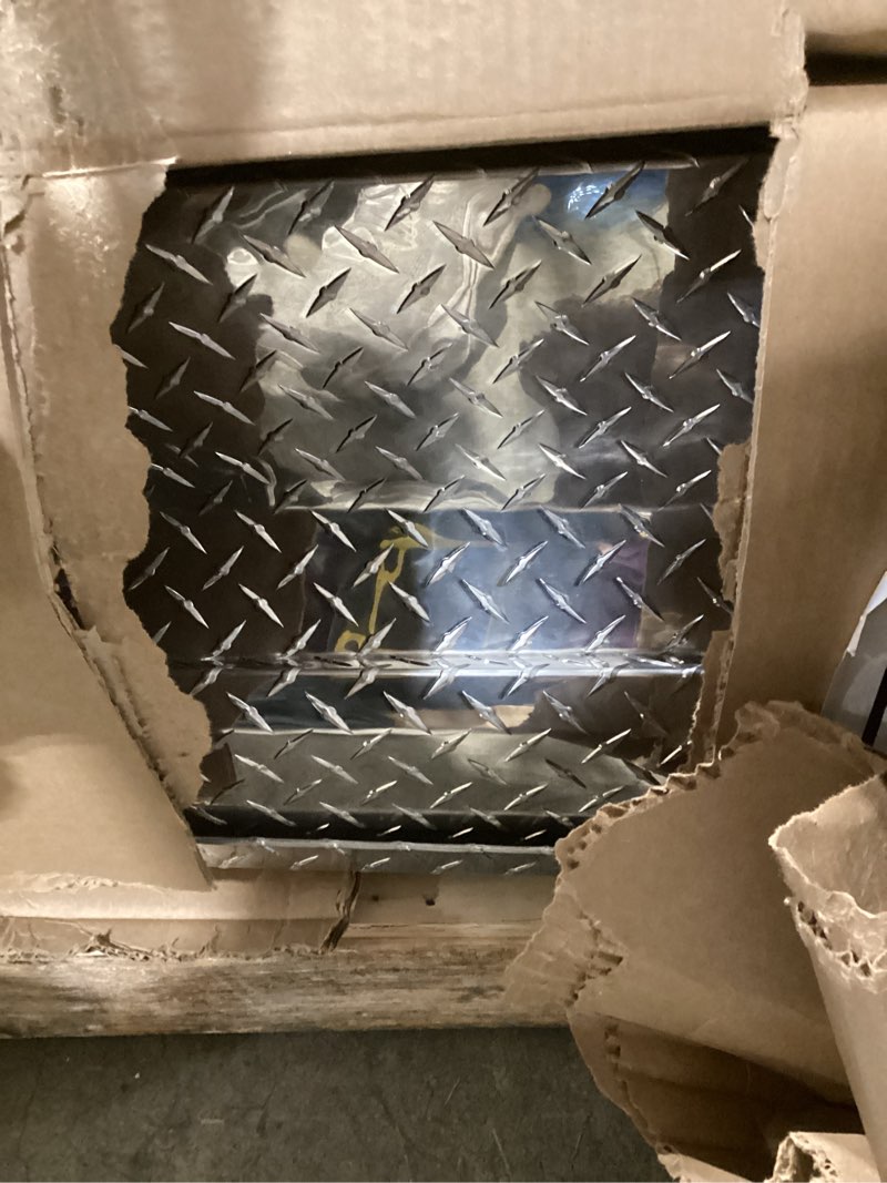 Condition photo showing As Is for uws ec10411 69-inch heavy-wall aluminum truck tool box, rigidcore lid updated packaging